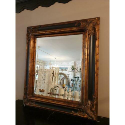 Barokspiegel, zwart met goud decoratie