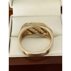 Gouden heren ring met diamanten 14krt