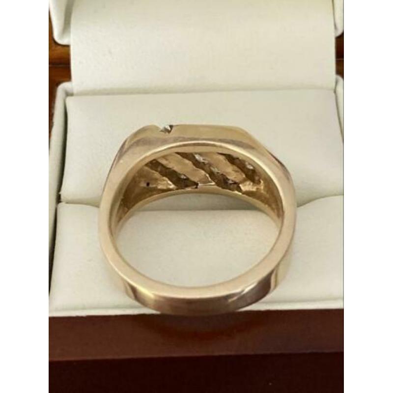 Gouden heren ring met diamanten 14krt