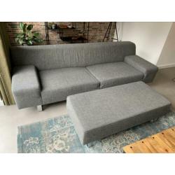 Designersbank met hocker grijs