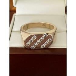 Gouden heren ring met diamanten 14krt