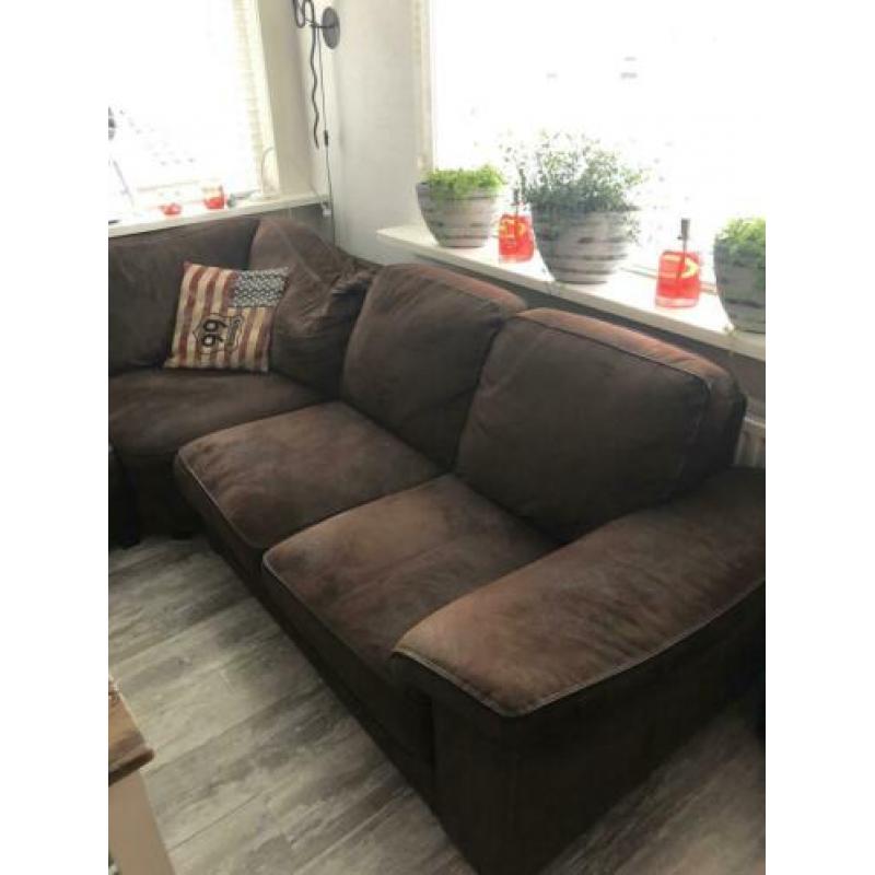 Hoekbank 285 x 250 stof bruin