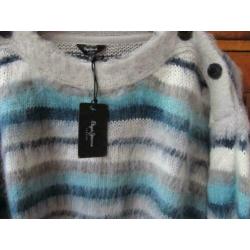 PEPE JEANS prachtige Oversized streep Trui maat M NIEUW