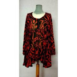 Yoek tuniek all - over print zwart /rood maat 46