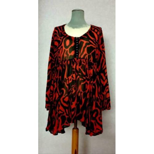 Yoek tuniek all - over print zwart /rood maat 46