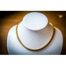 18 karaat gouden dames slang collier ketting choker