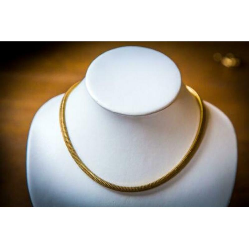 18 karaat gouden dames slang collier ketting choker