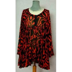 Yoek tuniek all - over print zwart /rood maat 46