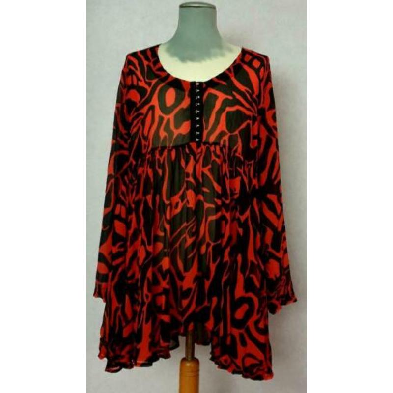 Yoek tuniek all - over print zwart /rood maat 46