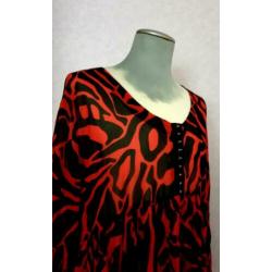 Yoek tuniek all - over print zwart /rood maat 46
