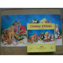 no 2565 - jigsaw cowboy kittens puzzel 500 stukjes