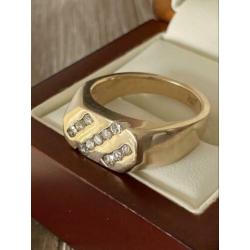 Gouden heren ring met diamanten 14krt