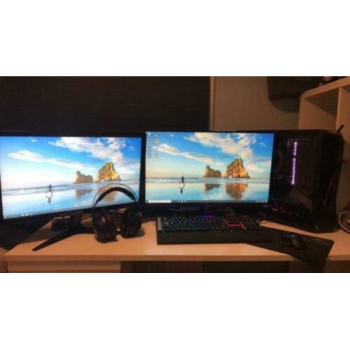 Gaming pc met 2 beeldschermen met bon!