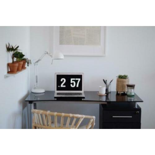 Zwarte bureau met gehard glas - 120cm x 60cm
