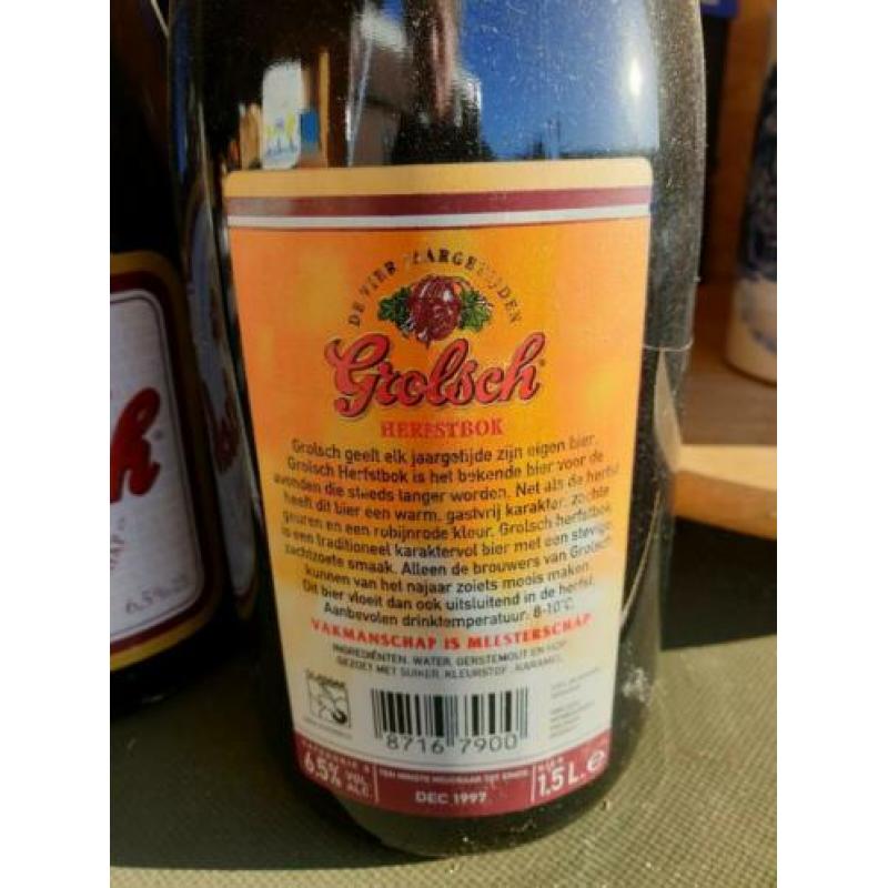 3 Grolsch flessen 1,5 mtr. Van 1995/1996/1997