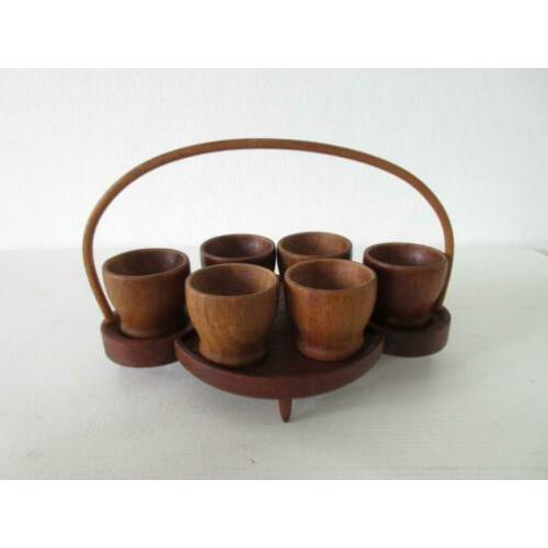 Vintage teak eierdopjesrek scandinavisch design
