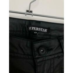 Superstar zwarte leren driekwart broek maat 40