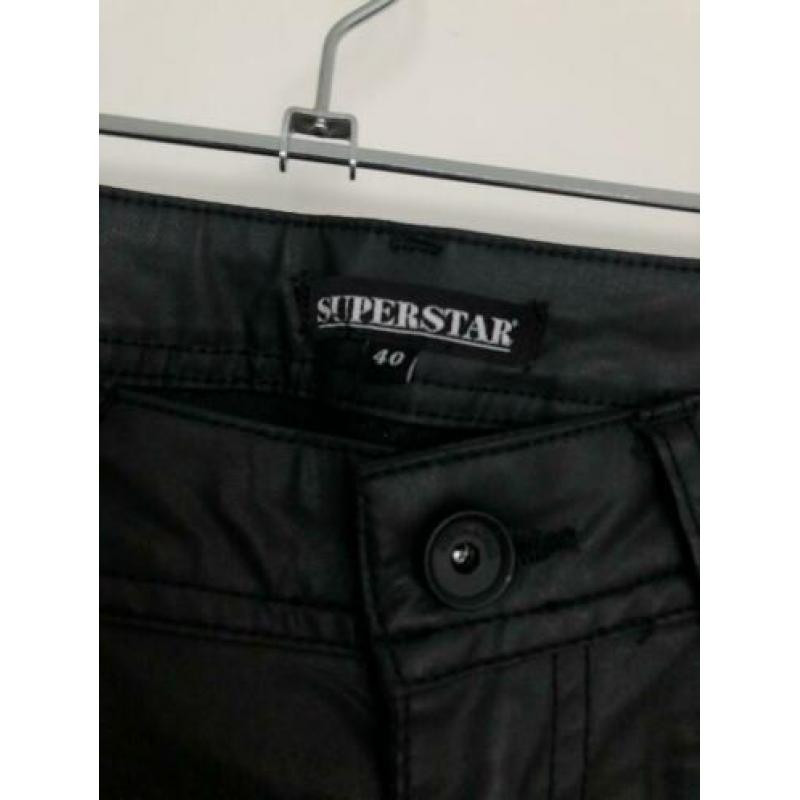 Superstar zwarte leren driekwart broek maat 40