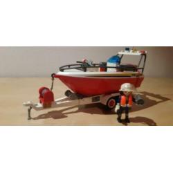 Playmobil brandweer boot op trailer 7350.
