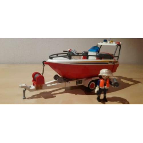 Playmobil brandweer boot op trailer 7350.