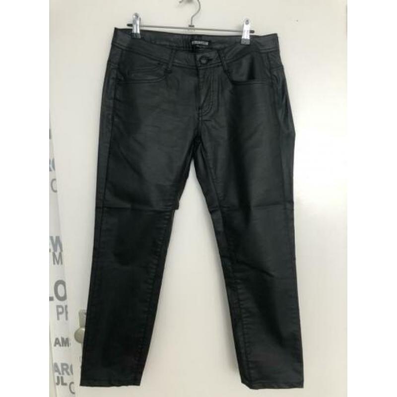 Superstar zwarte leren driekwart broek maat 40