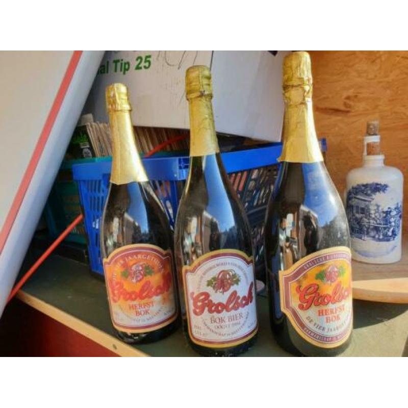 3 Grolsch flessen 1,5 mtr. Van 1995/1996/1997