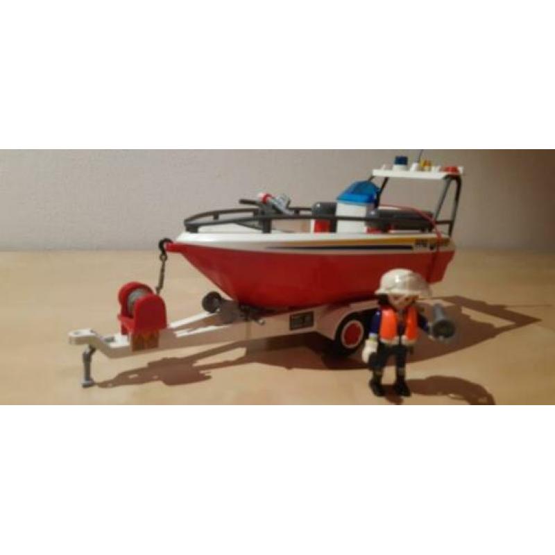 Playmobil brandweer boot op trailer 7350.