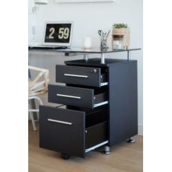 Zwarte bureau met gehard glas - 120cm x 60cm