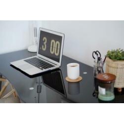 Zwarte bureau met gehard glas - 120cm x 60cm