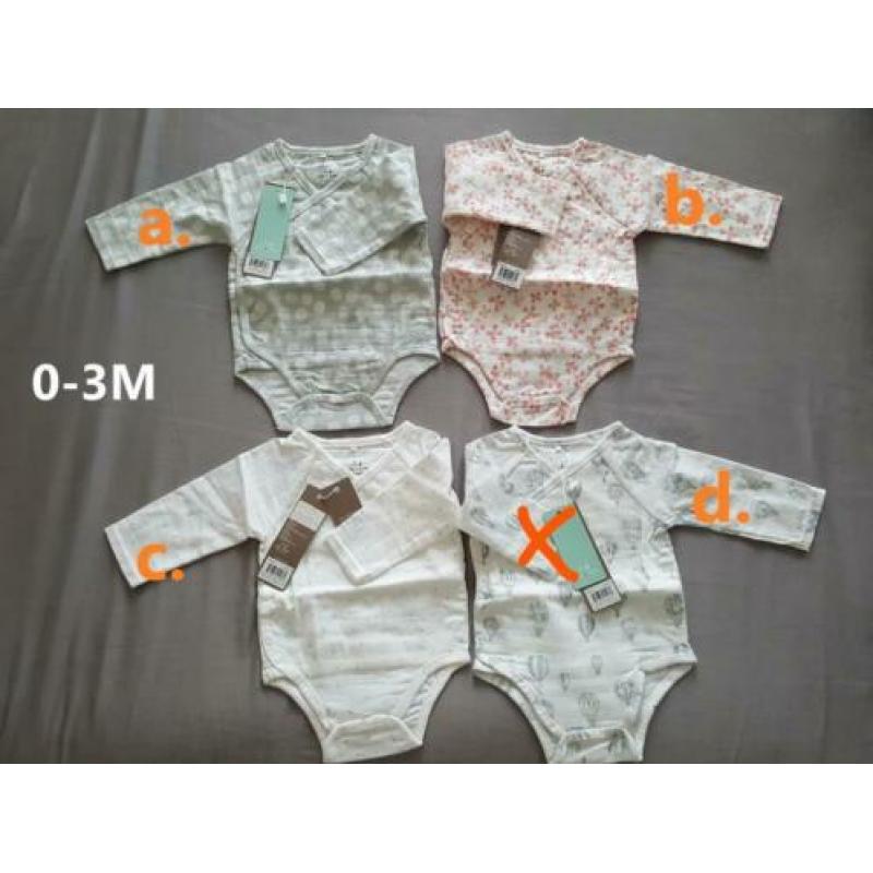 NIEUW Aden + Anais overslag romper met lange mouwen 0-3M