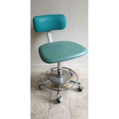 Bureaustoel ziekenhuisstoel chroom vinyl groen turquoise