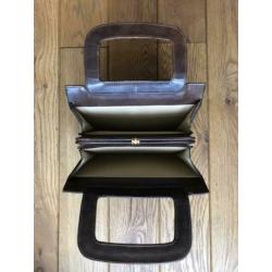 Prachtige vintage handtas bruin leer