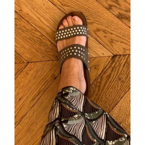 Lazamani kaki leren slippers NIEUW maat 37