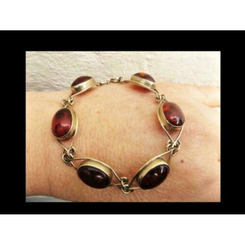 Bijzonder Fischland Design 8K Gouden Armband Barnsteen!