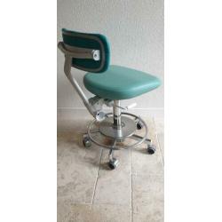 Bureaustoel ziekenhuisstoel chroom vinyl groen turquoise