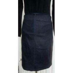 Calvin Klein spijkerrok M=36 blauw met leerlook stretchrok