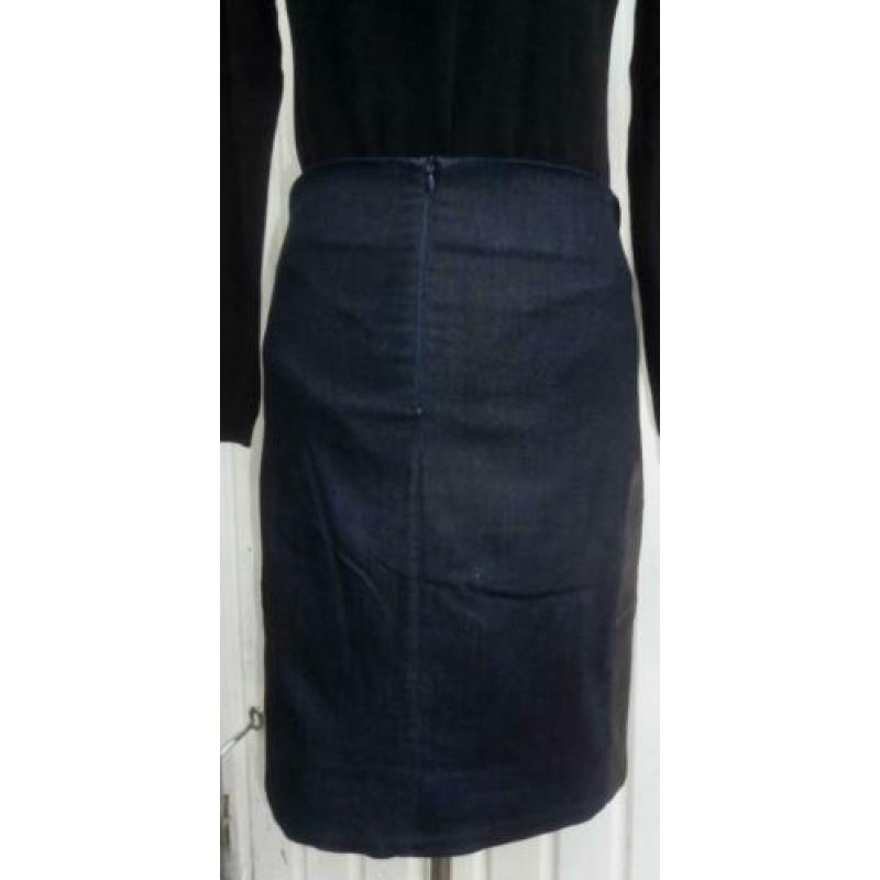 Calvin Klein spijkerrok M=36 blauw met leerlook stretchrok