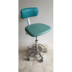 Bureaustoel ziekenhuisstoel chroom vinyl groen turquoise