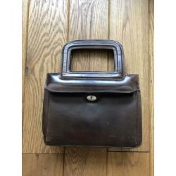 Prachtige vintage handtas bruin leer