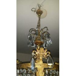 Antieke bronzen kristallen kroonluchter