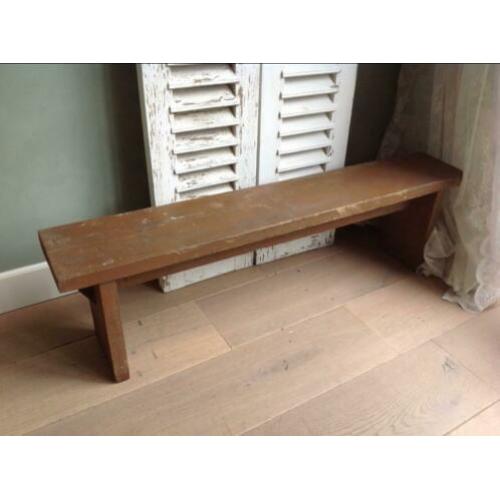 Brocante houten bank.