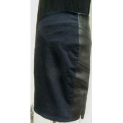 Calvin Klein spijkerrok M=36 blauw met leerlook stretchrok