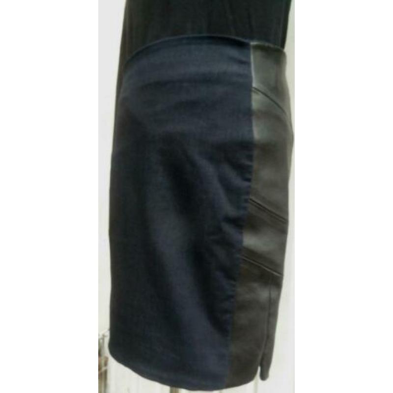 Calvin Klein spijkerrok M=36 blauw met leerlook stretchrok