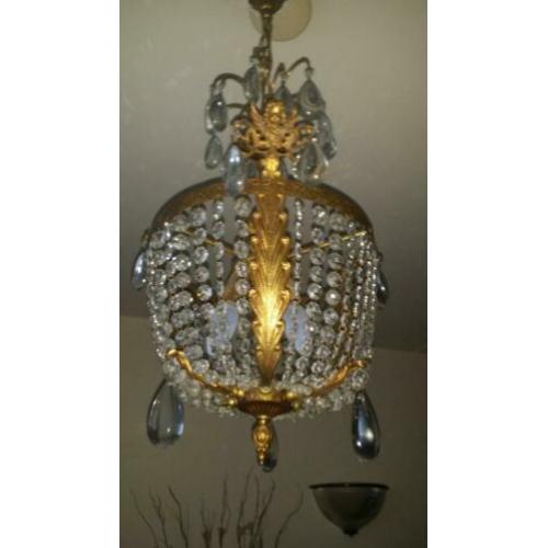 Antieke bronzen kristallen kroonluchter