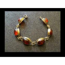 Bijzonder Fischland Design 8K Gouden Armband Barnsteen!