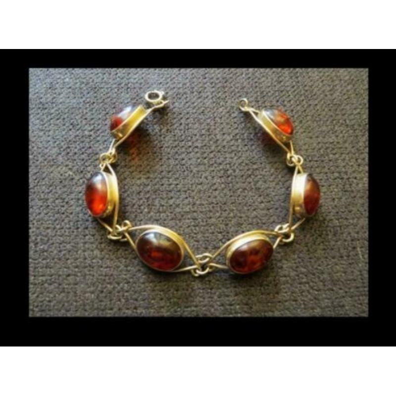Bijzonder Fischland Design 8K Gouden Armband Barnsteen!