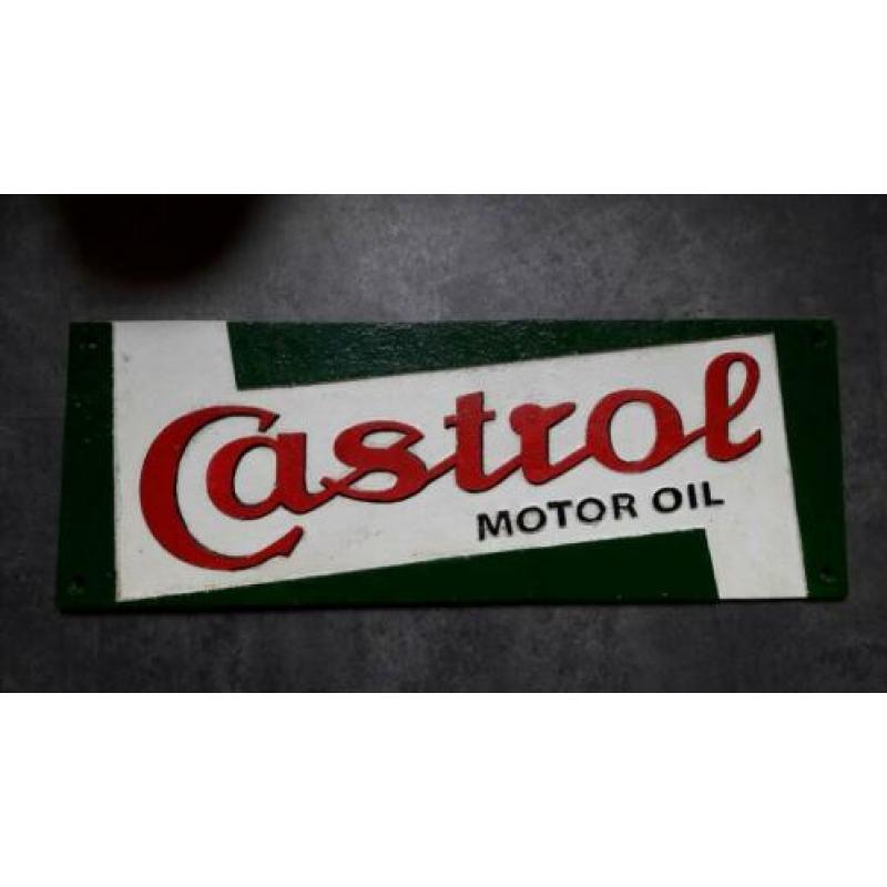 zwaar ijzeren plaat van Castrol motor oil garage reclame