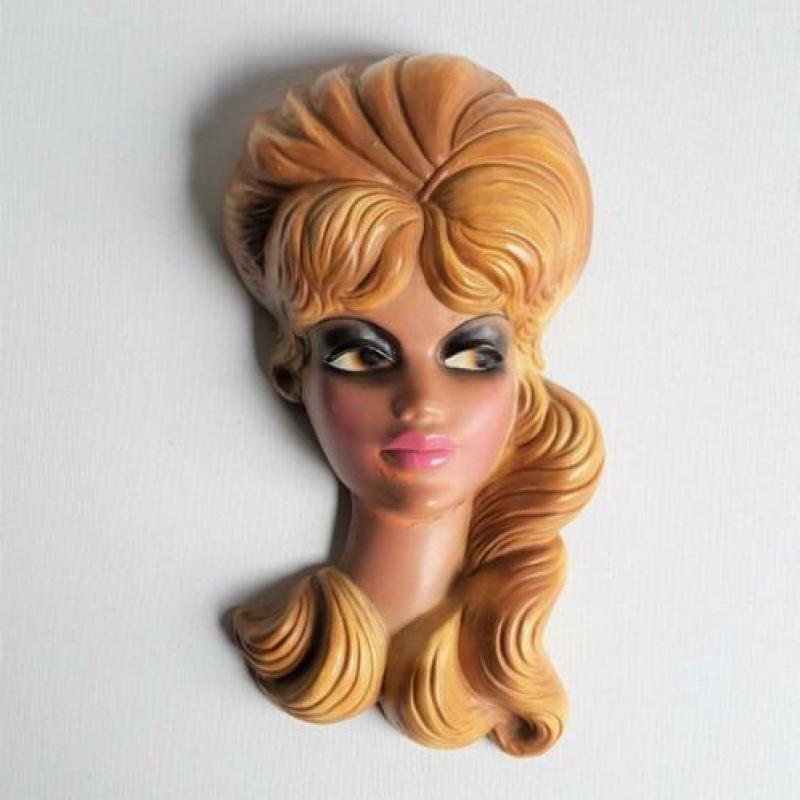 retro vintage brigitte bardot wandhoofd keramiek vecola 1961