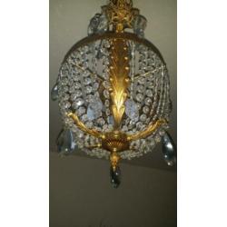 Antieke bronzen kristallen kroonluchter