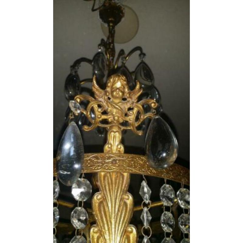 Antieke bronzen kristallen kroonluchter